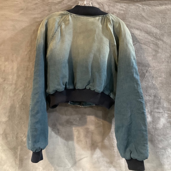 New EB Denim’s Lombardi Zip Cropped bomber jacket in colorway Olio (Blue Ombre) - Picture 2 of 6